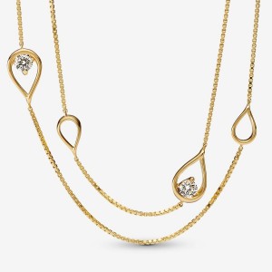 Gold Pandora Brilliance Lab-created 0.50 ct tw Diamond Long Lab-Created Diamond Necklaces | KSFH25418
