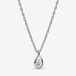 Sterling Silver Pandora Brilliance Lab-created 0.25 ct tw Diamond Lab-Created Diamond Necklaces | XIOV48762