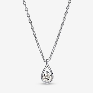 Sterling Silver Pandora Brilliance Lab-created 0.50 ct tw Diamond Lab-Created Diamond Necklaces | UOFK13697