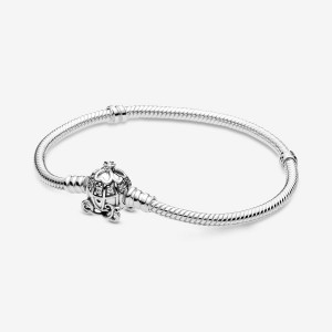 Sterling Silver Pandora Cinderella Pumpkin Coach Clasp Moments Charm Bracelets | UXFD14732