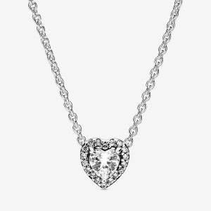 Sterling Silver Pandora Elevated Heart Pendant Necklaces | DMWX30612