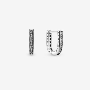 Sterling Silver Pandora U-shaped Hoop Earrings | JUZA03469