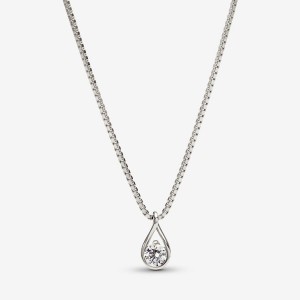 White Gold Pandora Brilliance Lab-created 0.25 ct tw Diamond Lab-Created Diamond Necklaces | EDWQ81947
