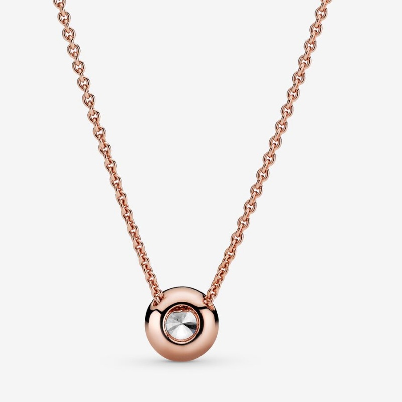 Rose Gold Plated Pandora Sparkling Statement Halo Jewelry Gift Set Necklace & Earring Sets | ZWGS30586