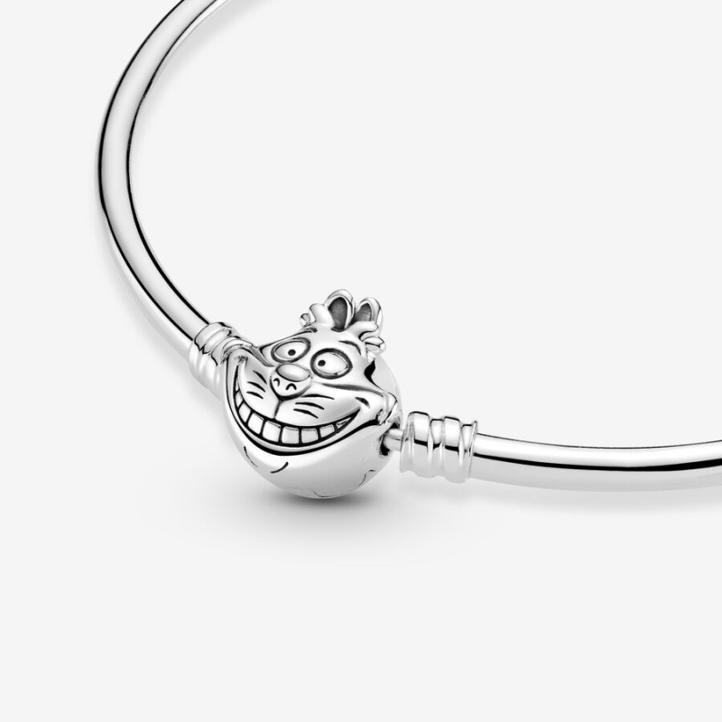 Sterling Silver Pandora Alice in Wonderland Cheshire Cat Clasp Moments Bangle Bangles | CTNA41973