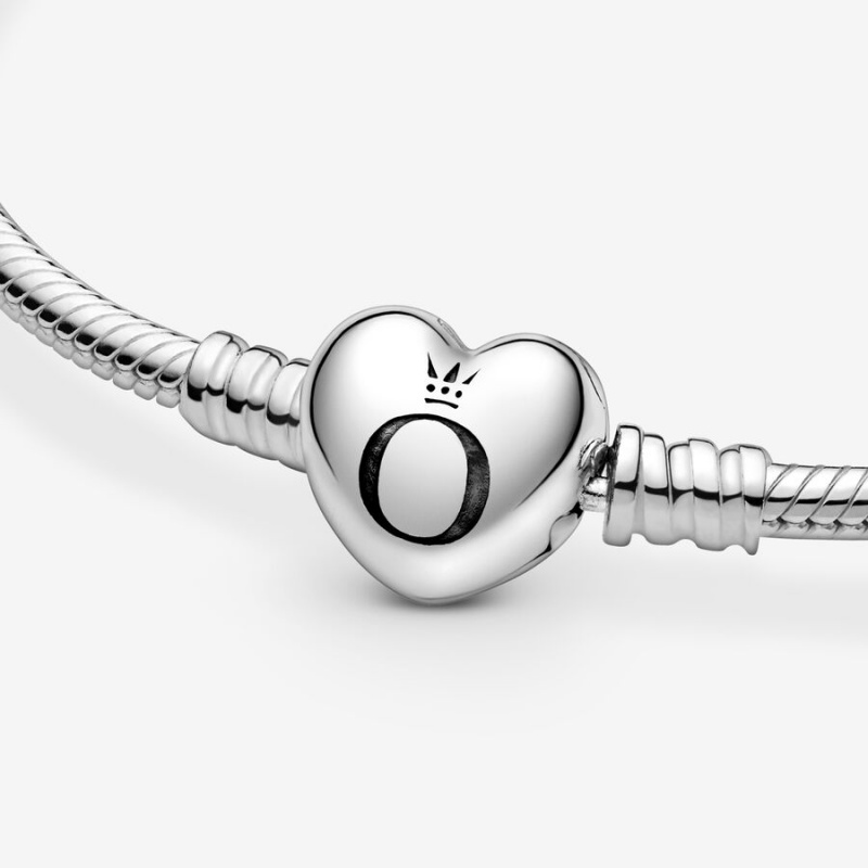 Sterling Silver Pandora Moments Heart Clasp Snake Charm Bracelets | LZTV76415